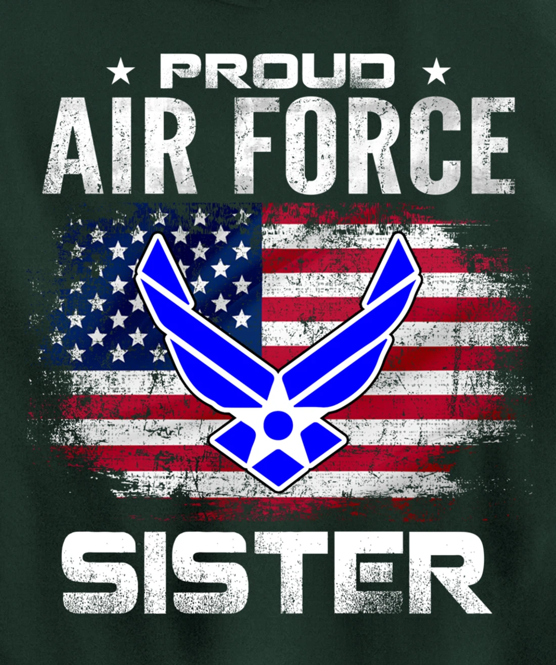 Proud Air Force Sister With American Flag Gift Veteran Pullover Hoodie