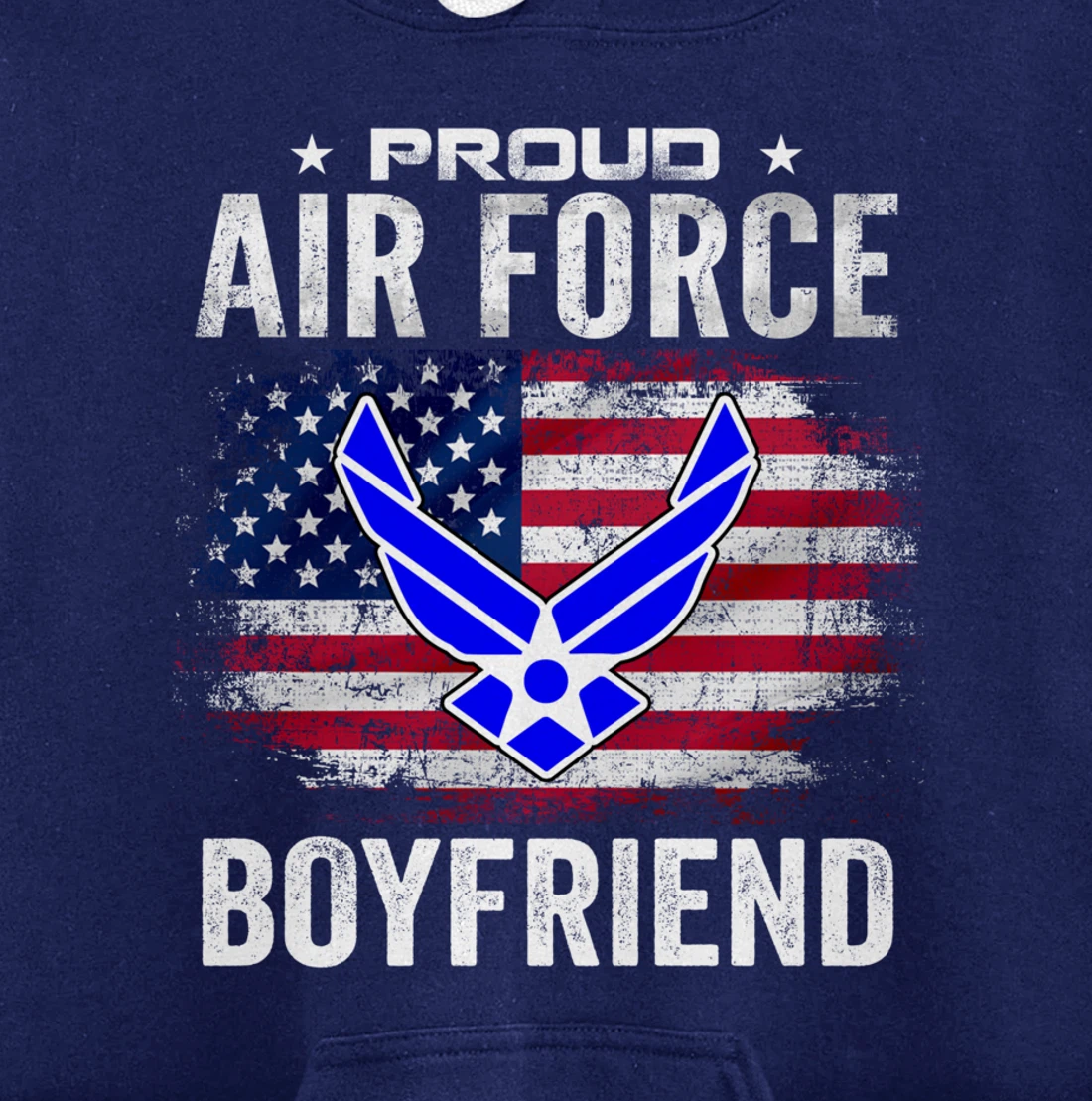 Proud Air Force Boyfriend With American Flag Gift Veteran Pullover Hoodie