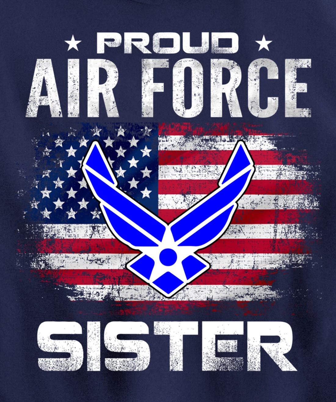 Proud Air Force Sister With American Flag Gift Veteran Pullover Hoodie