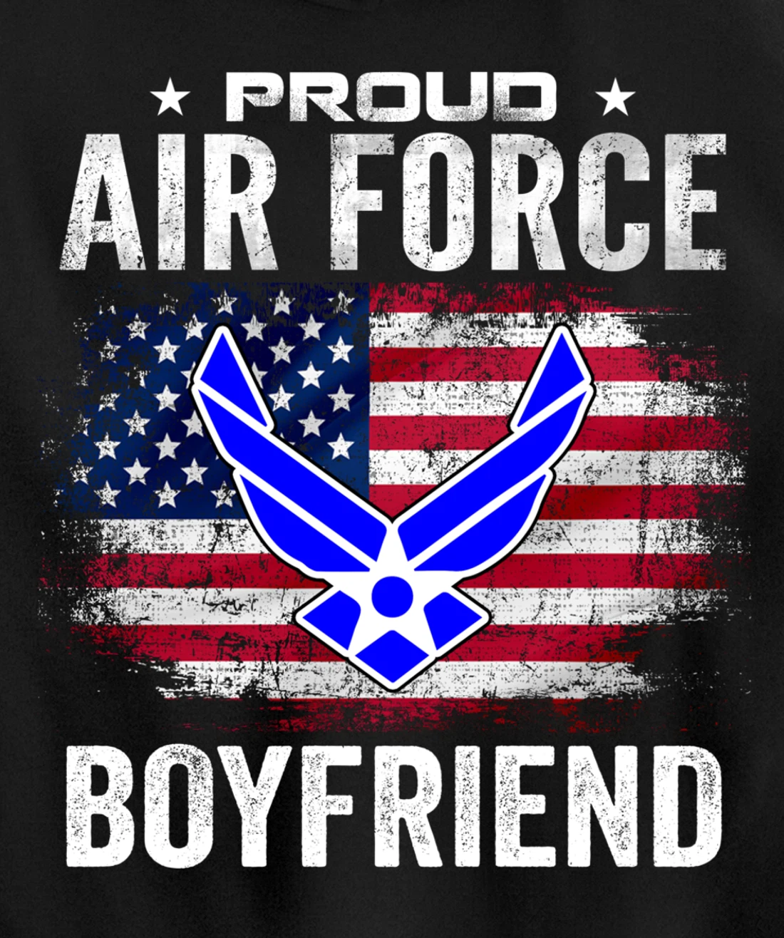 Proud Air Force Boyfriend With American Flag Gift Veteran Pullover Hoodie