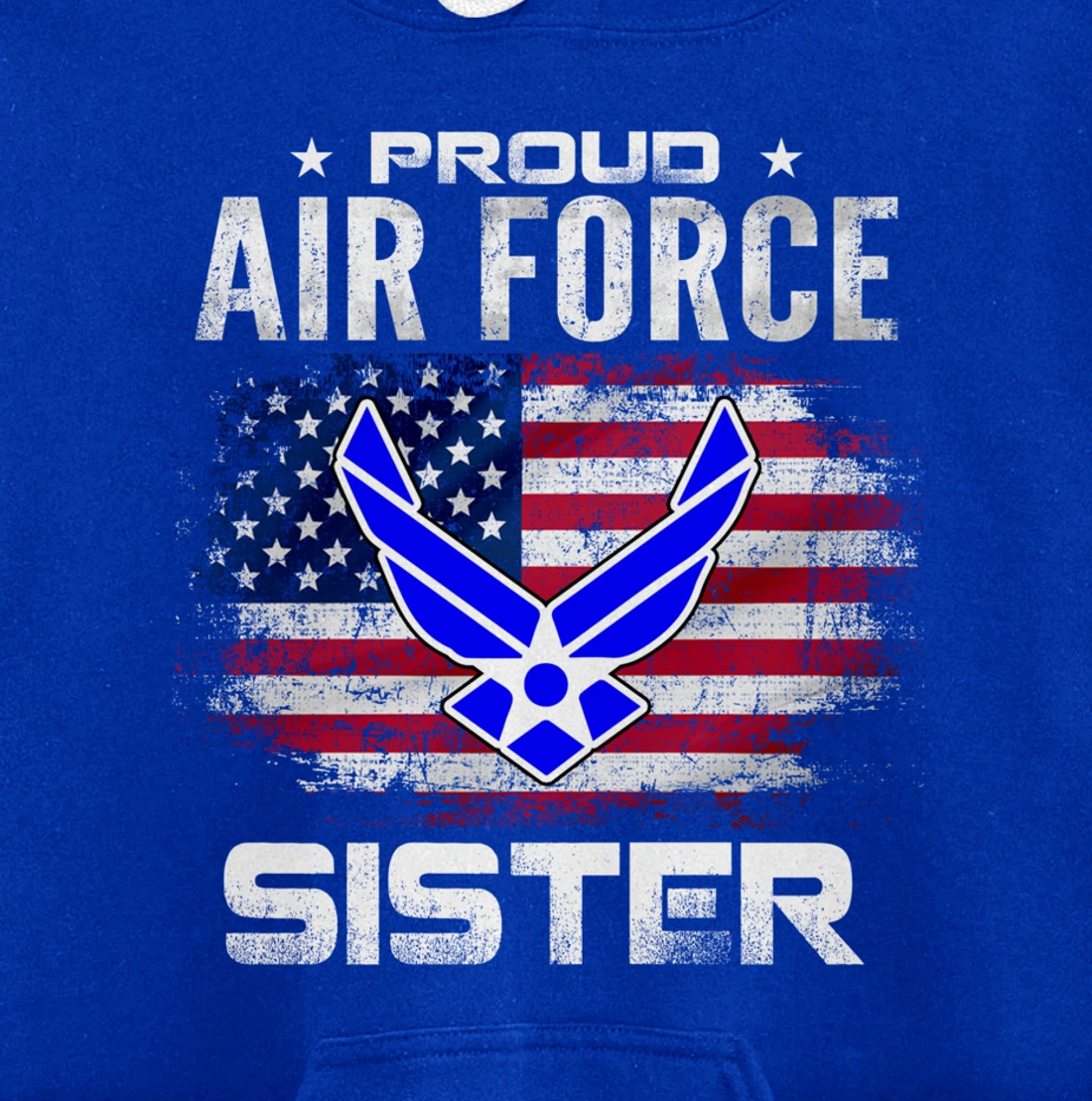 Proud Air Force Sister With American Flag Gift Veteran Pullover Hoodie