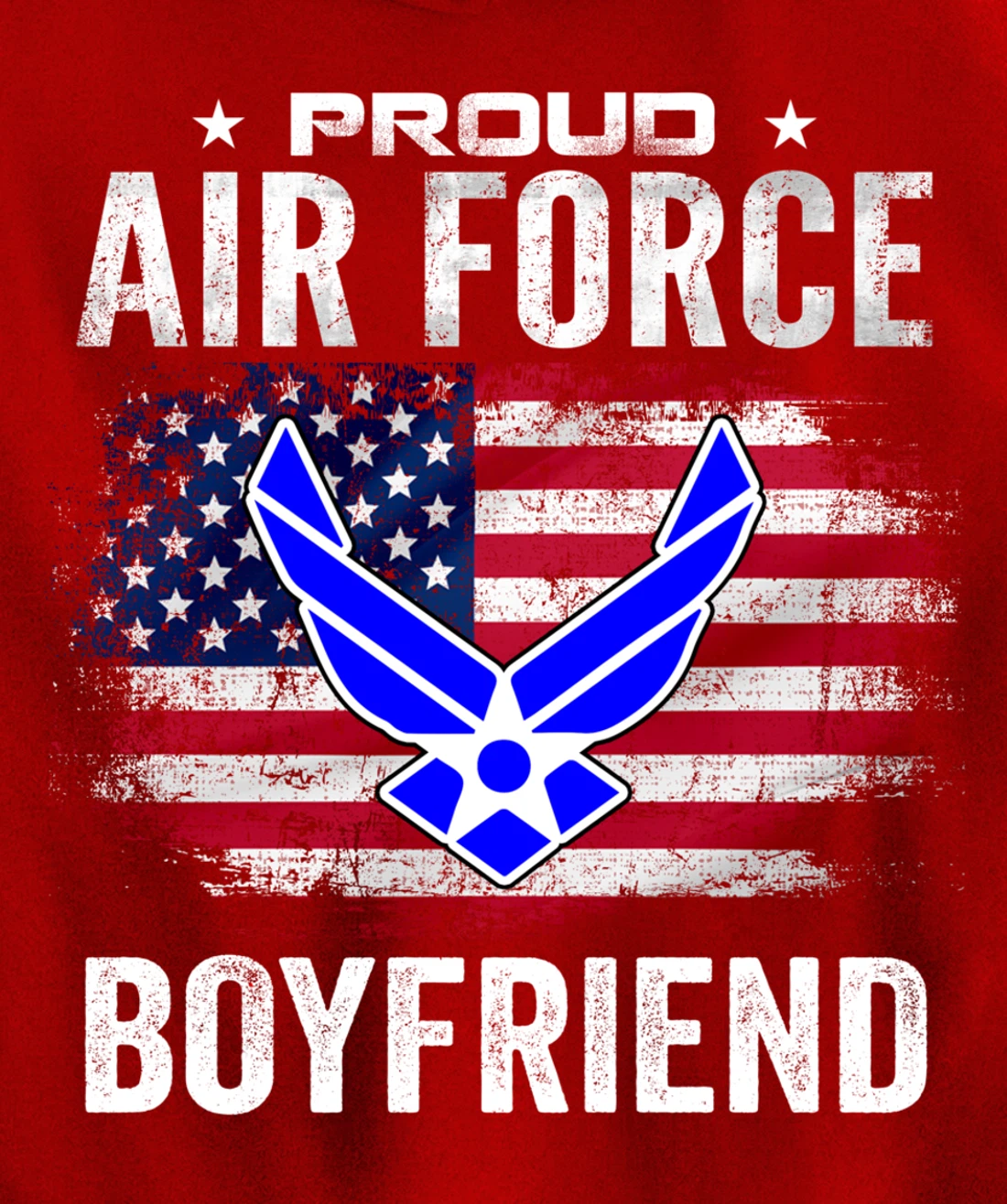 Proud Air Force Boyfriend With American Flag Gift Veteran Pullover Hoodie