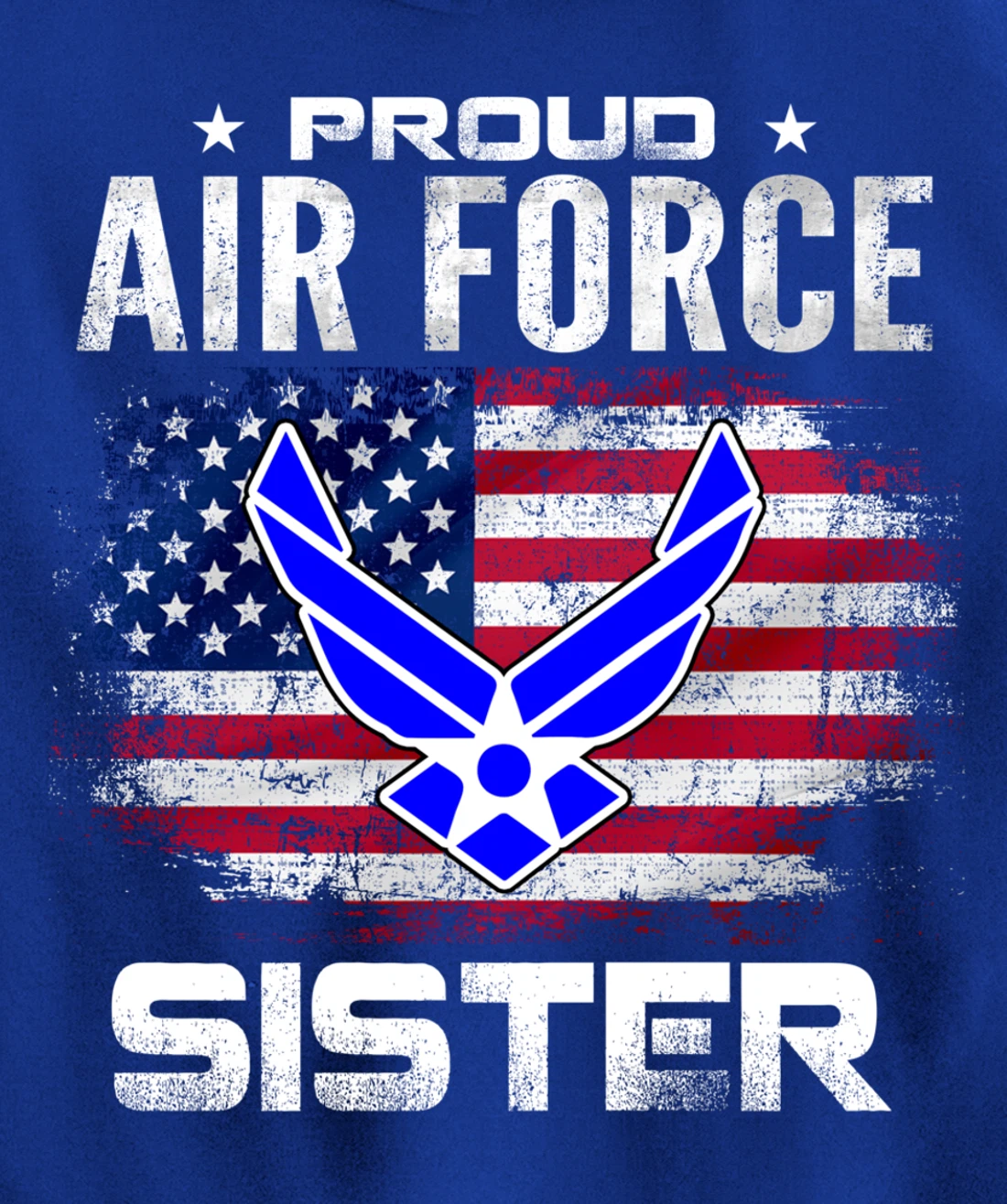 Proud Air Force Sister With American Flag Gift Veteran Pullover Hoodie