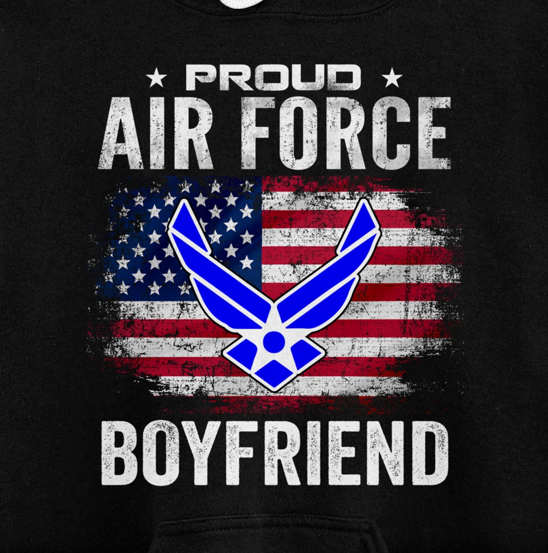 Proud Air Force Boyfriend With American Flag Gift Veteran Pullover Hoodie