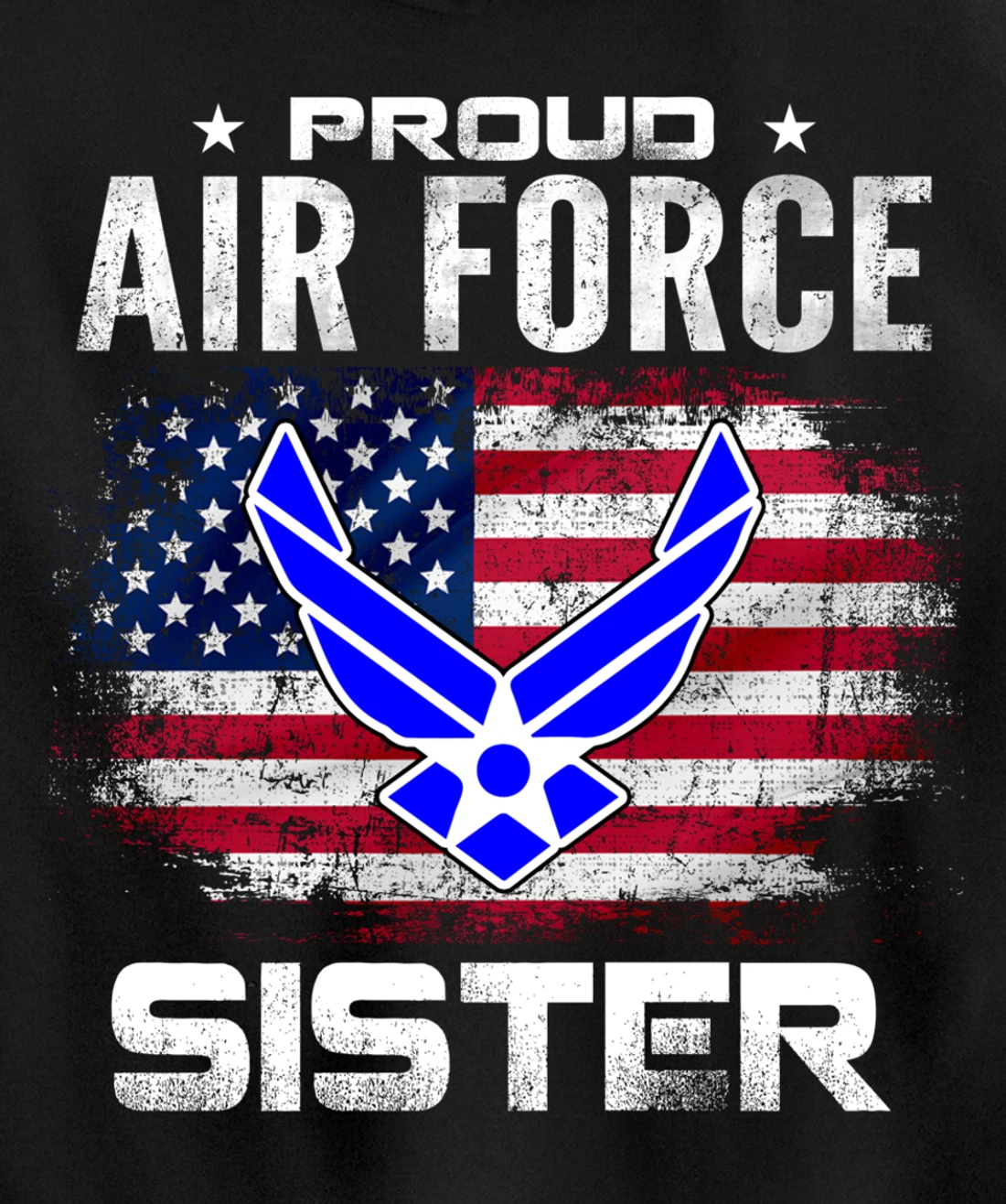 Proud Air Force Sister With American Flag Gift Veteran Pullover Hoodie