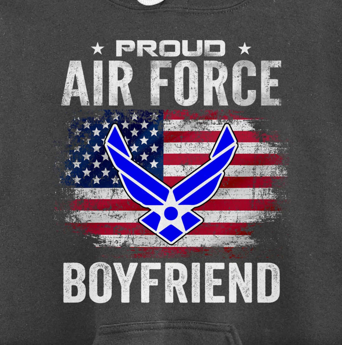 Proud Air Force Boyfriend With American Flag Gift Veteran Pullover Hoodie