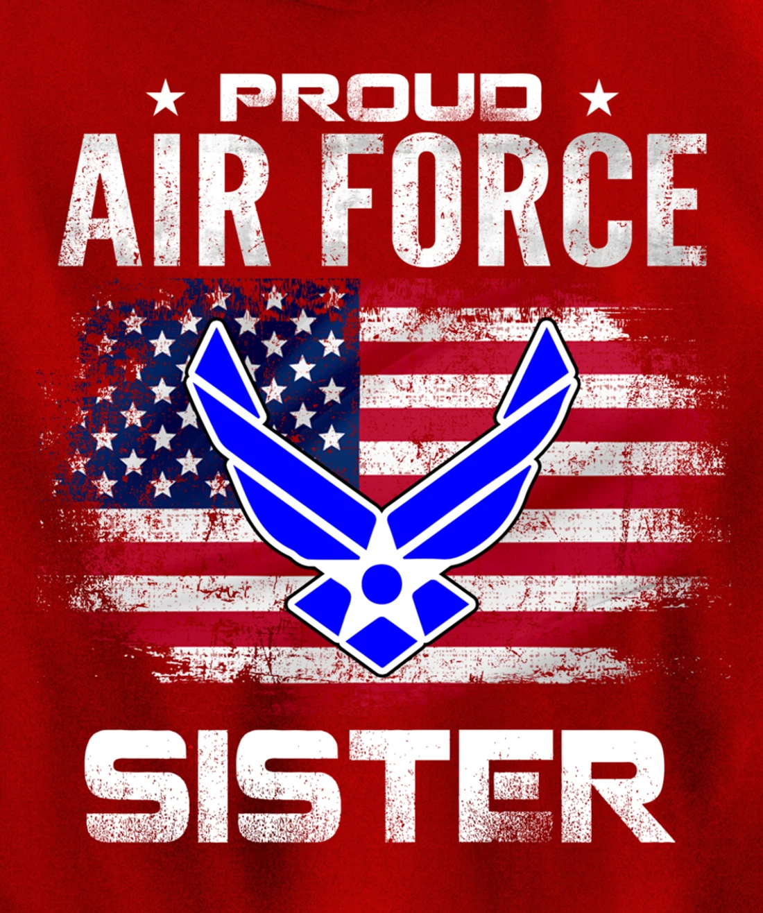 Proud Air Force Sister With American Flag Gift Veteran Pullover Hoodie