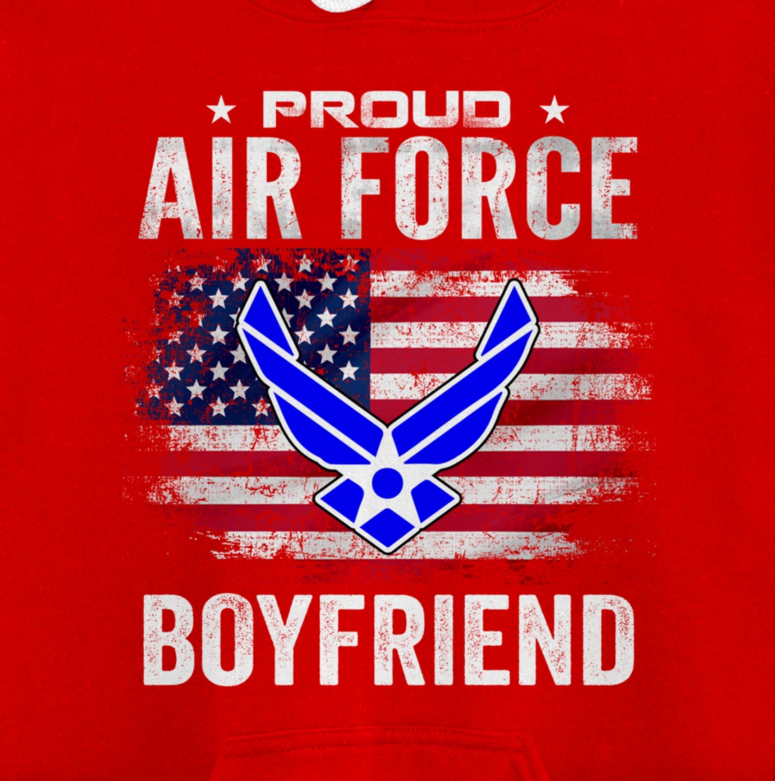 Proud Air Force Boyfriend With American Flag Gift Veteran Pullover Hoodie