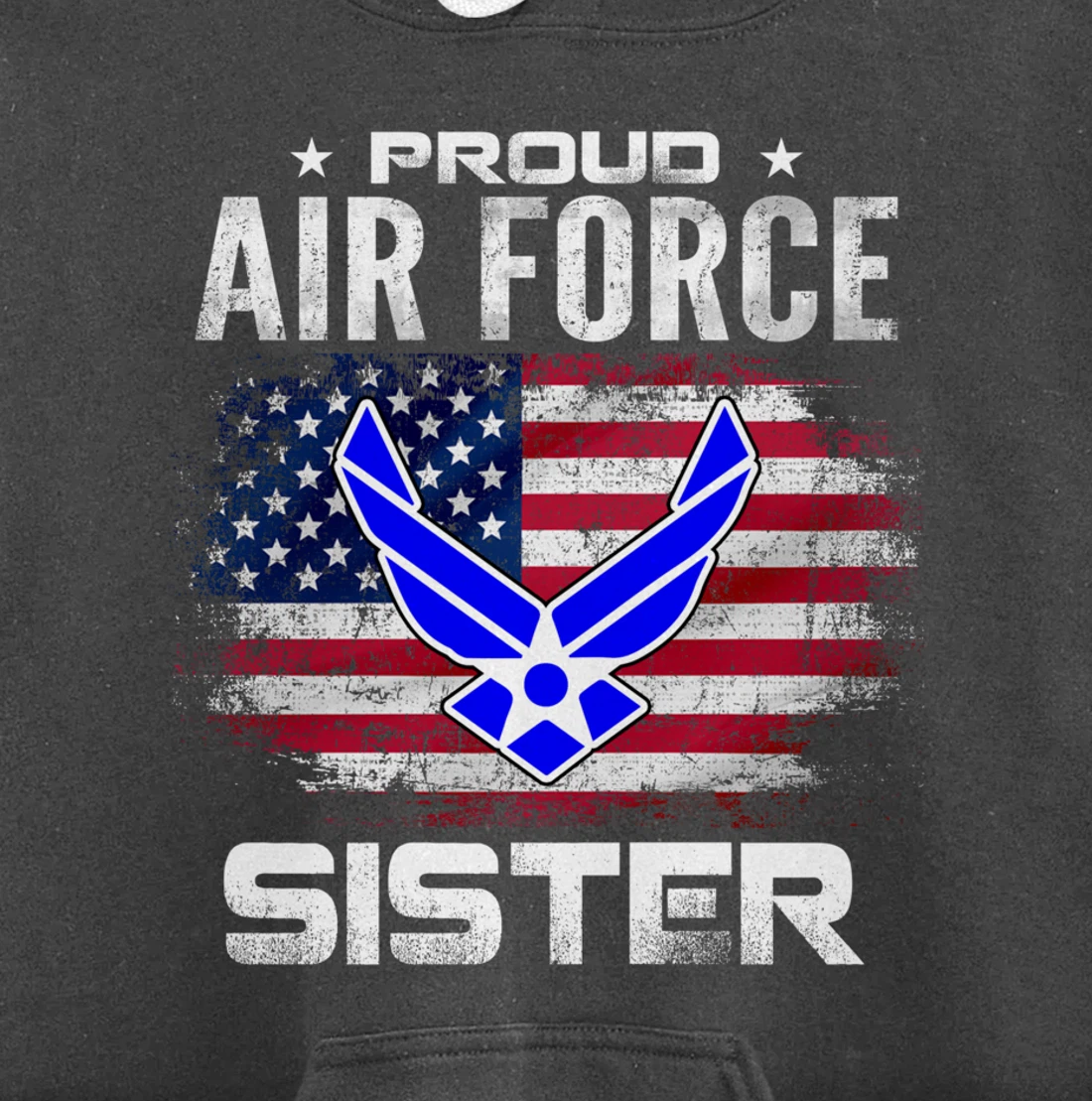 Proud Air Force Sister With American Flag Gift Veteran Pullover Hoodie