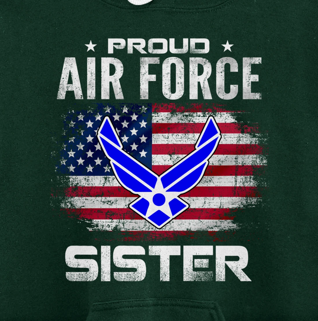 Proud Air Force Sister With American Flag Gift Veteran Pullover Hoodie