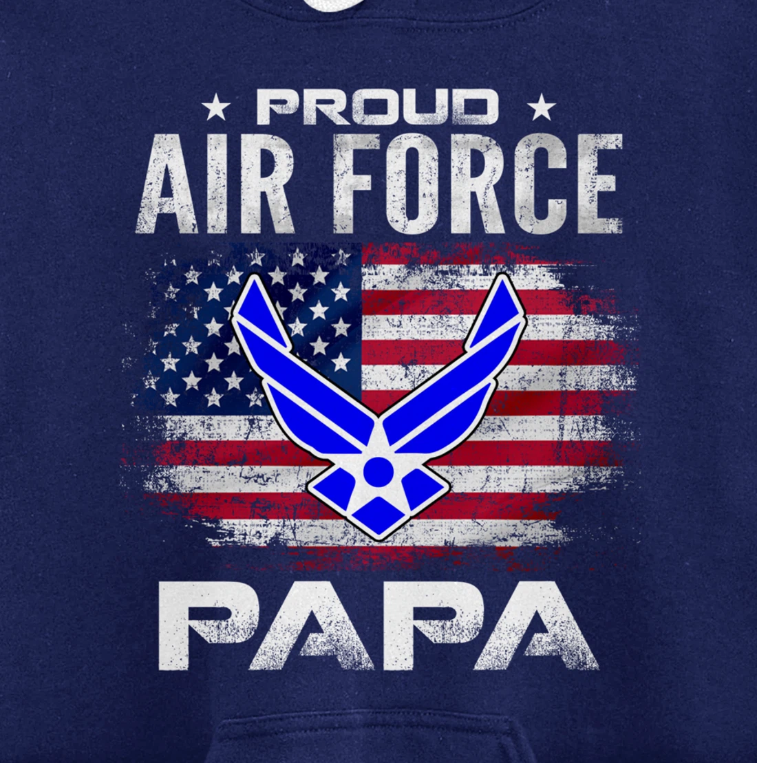 Proud Air Force Papa With American Flag Gift Veteran Pullover Hoodie