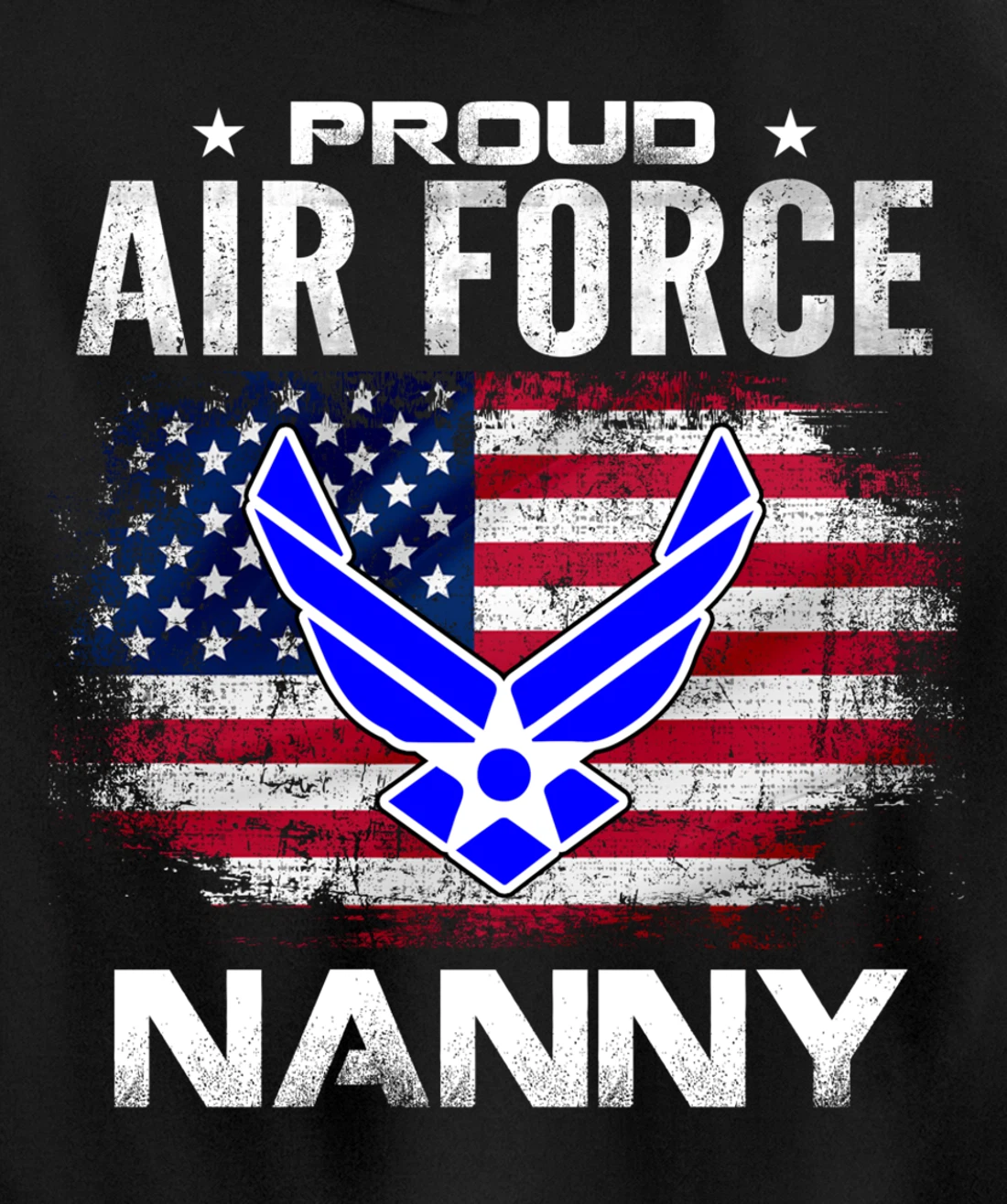 Proud Air Force Nanny With American Flag Gift Veteran Pullover Hoodie