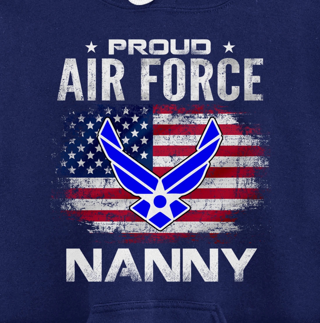 Proud Air Force Nanny With American Flag Gift Veteran Pullover Hoodie