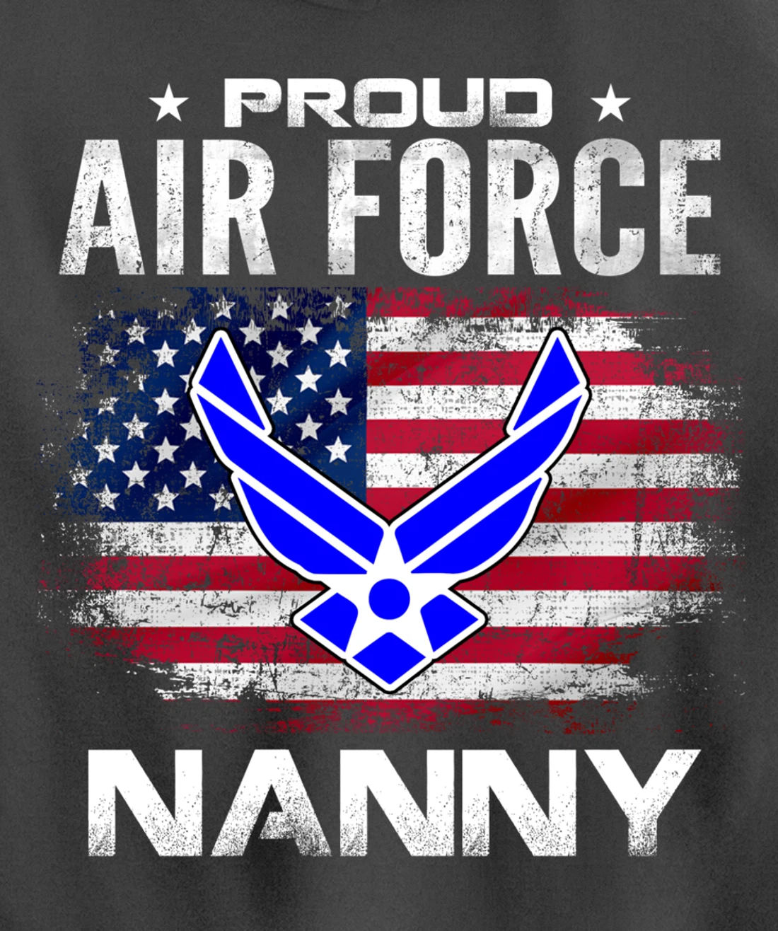 Proud Air Force Nanny With American Flag Gift Veteran Pullover Hoodie