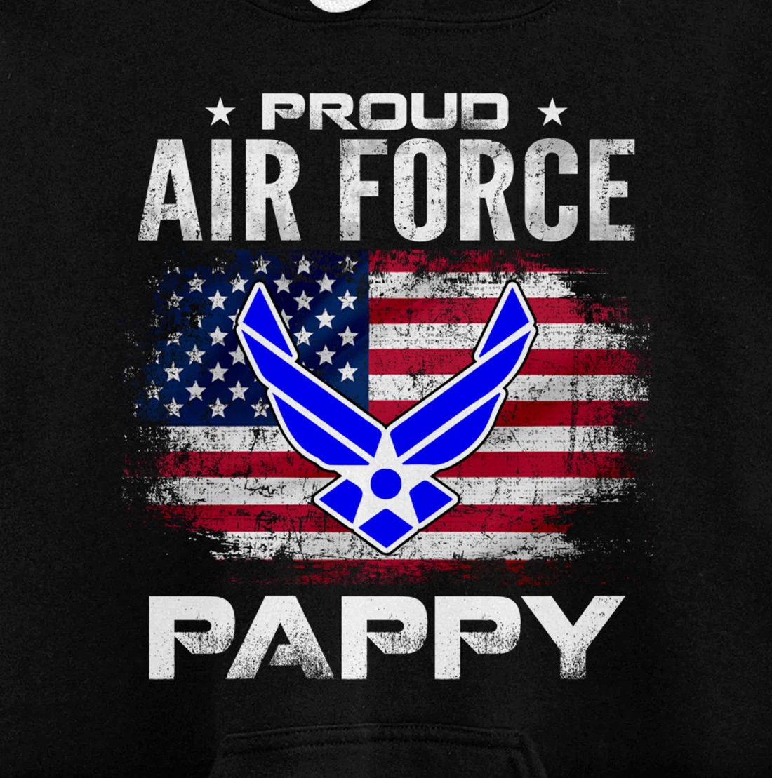 Proud Air Force Pappy With American Flag Gift Veteran Pullover Hoodie