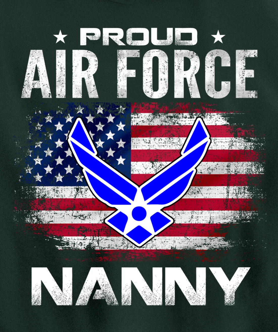 Proud Air Force Nanny With American Flag Gift Veteran Pullover Hoodie