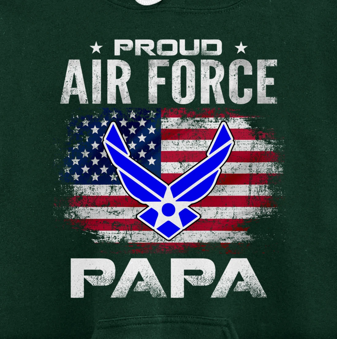 Proud Air Force Papa With American Flag Gift Veteran Pullover Hoodie