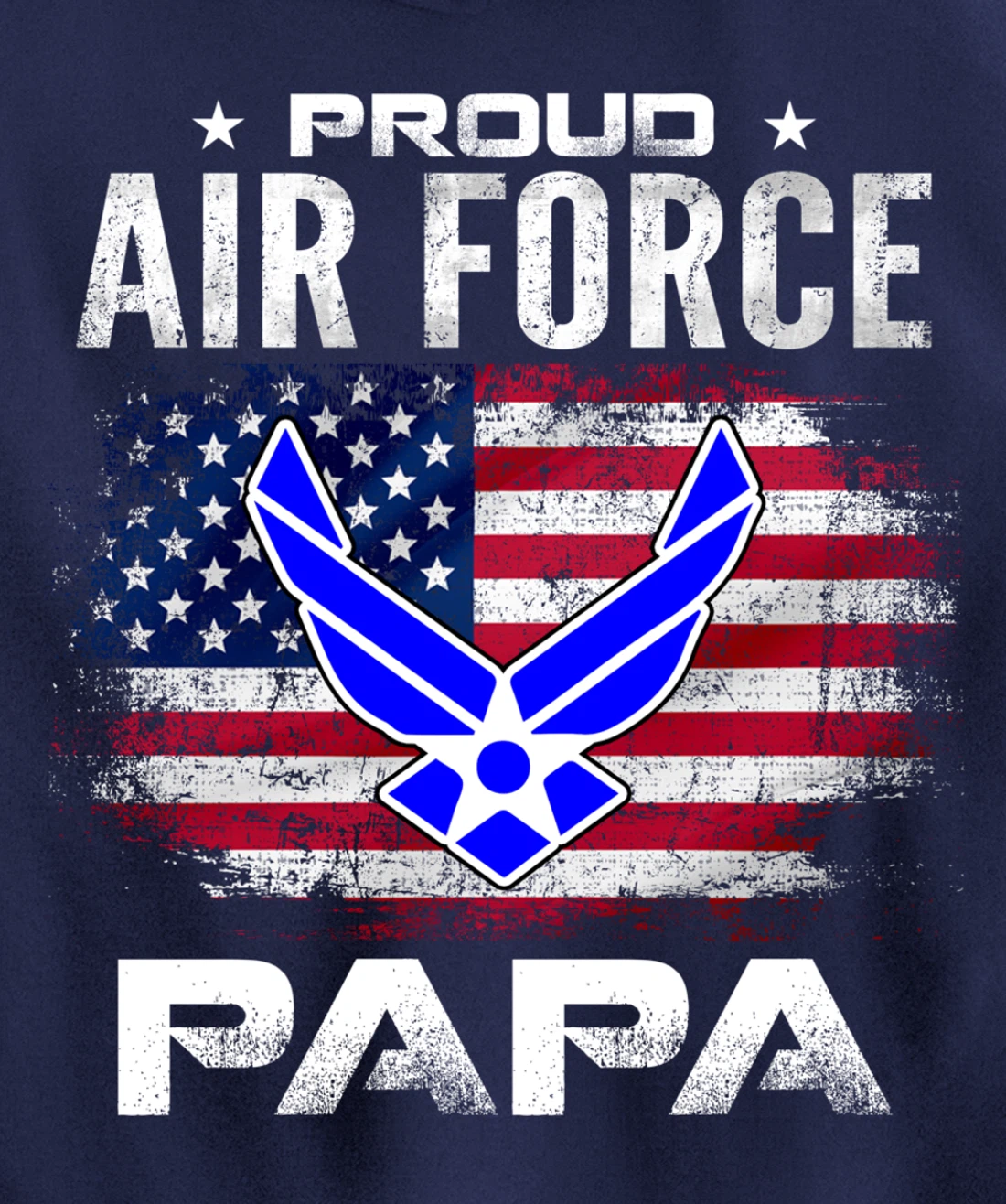 Proud Air Force Papa With American Flag Gift Veteran Pullover Hoodie