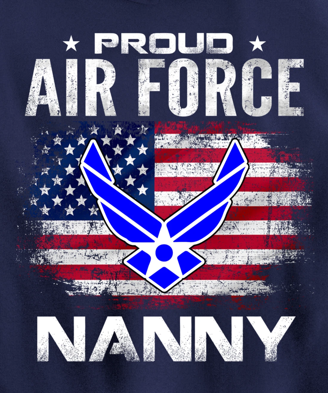 Proud Air Force Nanny With American Flag Gift Veteran Pullover Hoodie