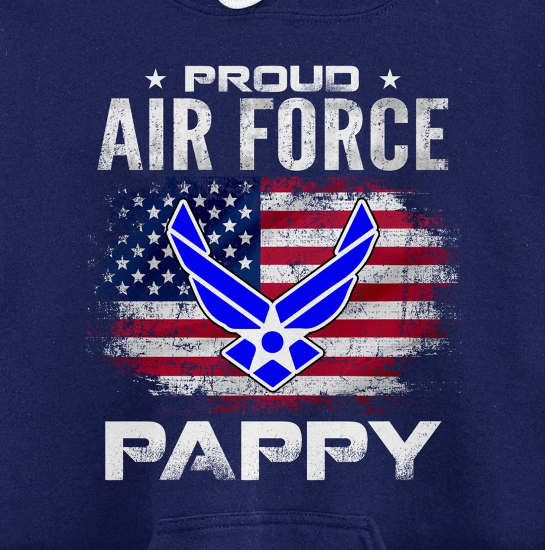 Proud Air Force Pappy With American Flag Gift Veteran Pullover Hoodie