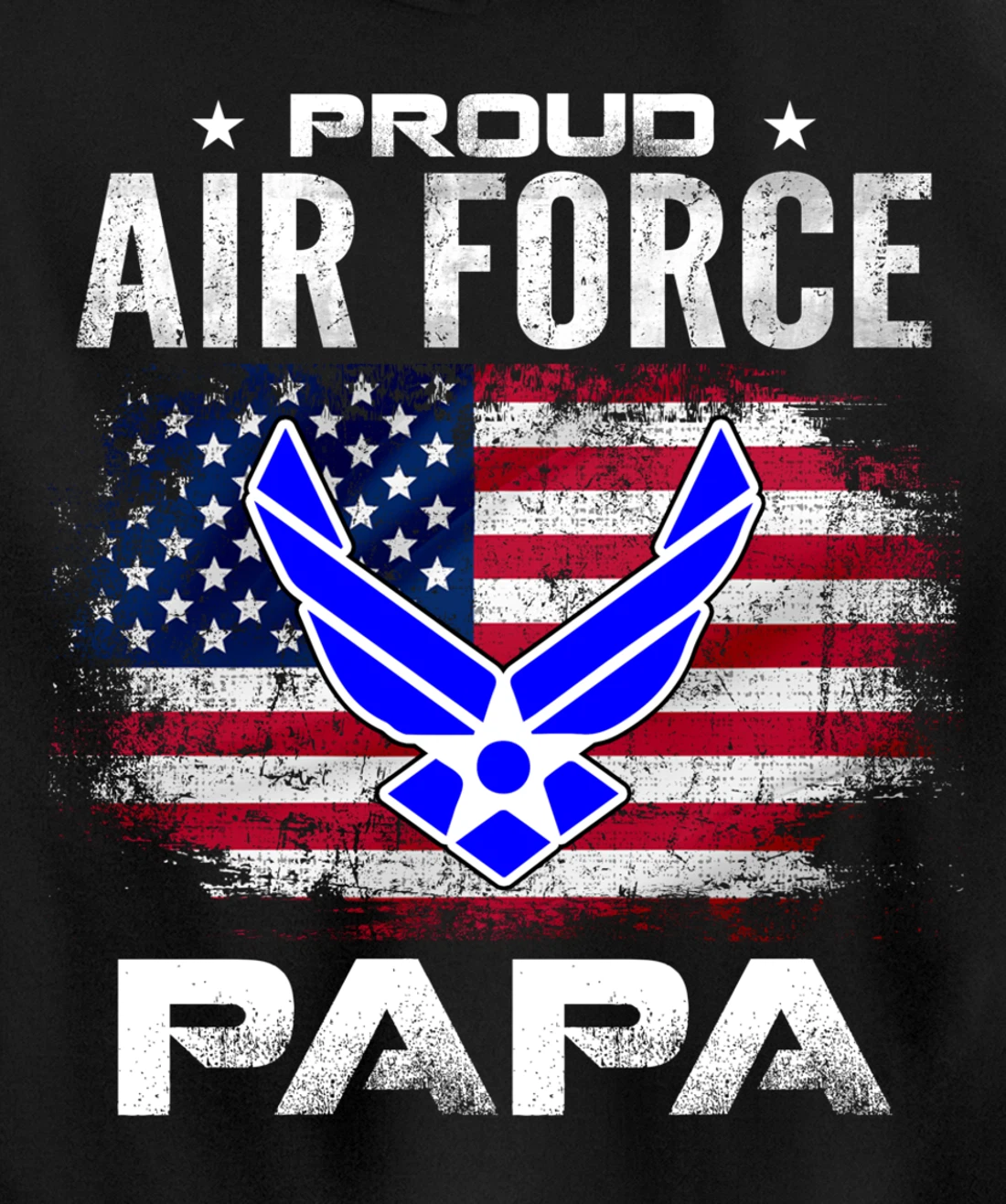 Proud Air Force Papa With American Flag Gift Veteran Pullover Hoodie