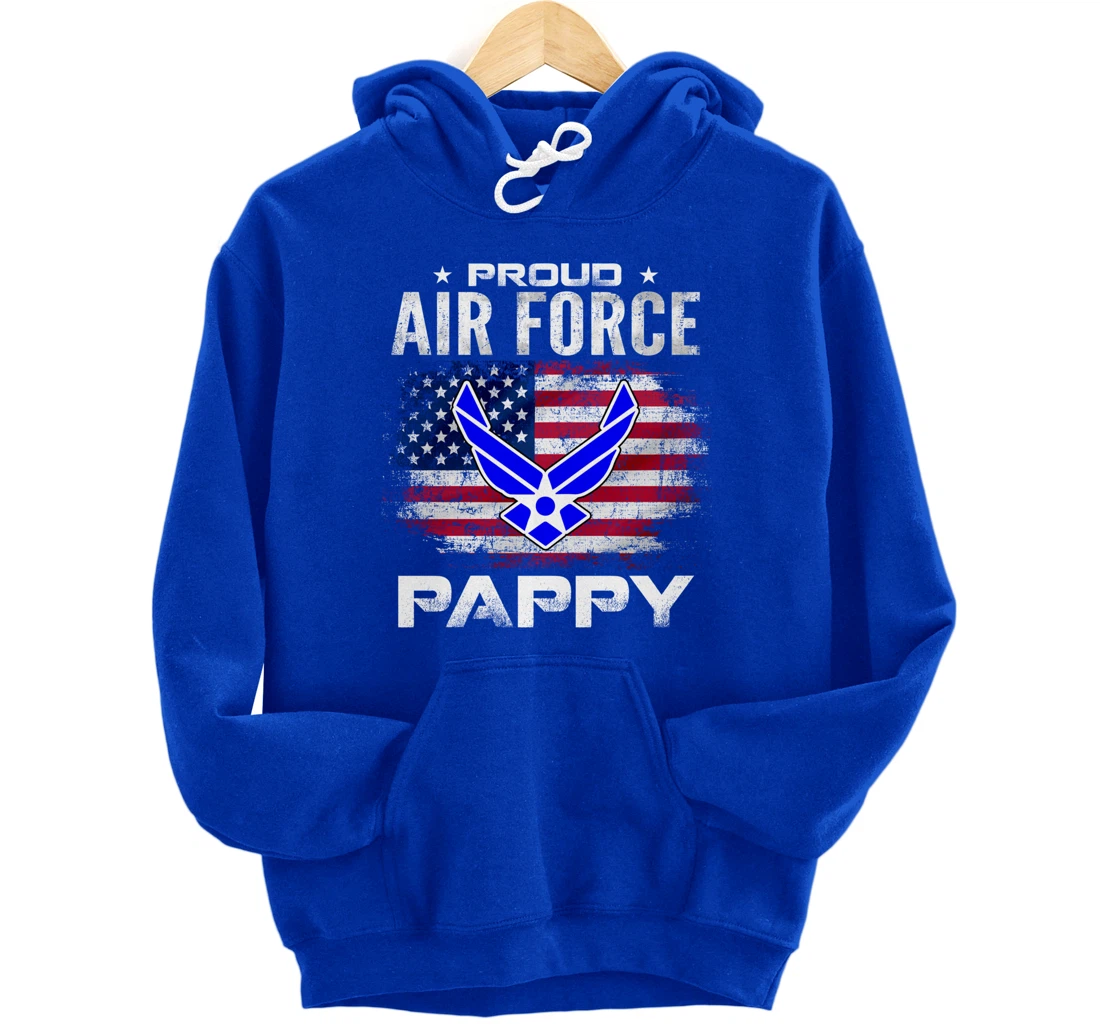 Proud Air Force Pappy With American Flag Gift Veteran Pullover Hoodie