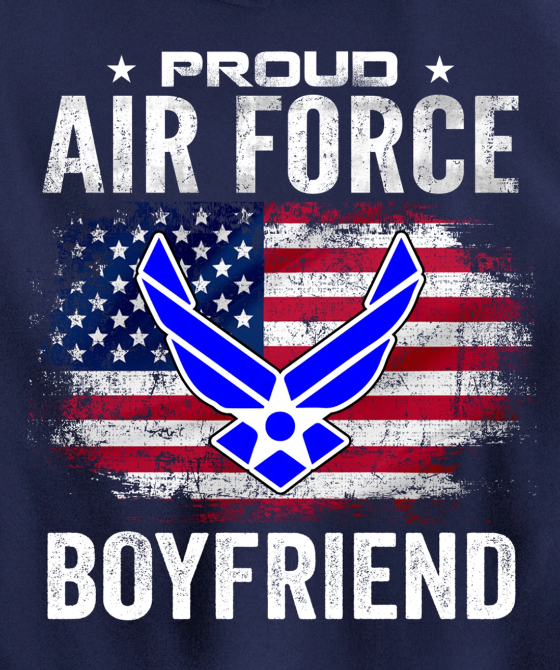 Proud Air Force Boyfriend With American Flag Gift Veteran Pullover Hoodie