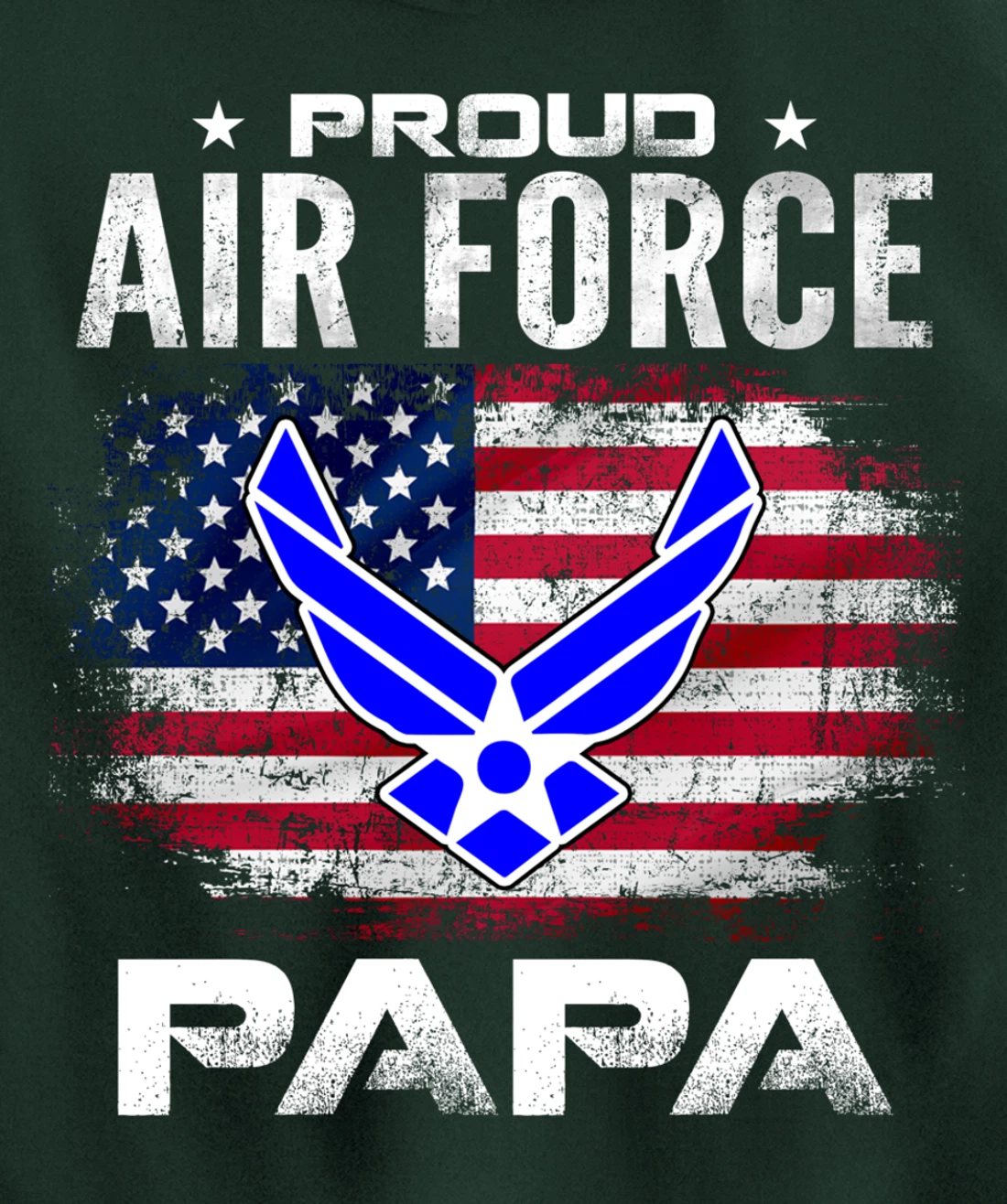 Proud Air Force Papa With American Flag Gift Veteran Pullover Hoodie
