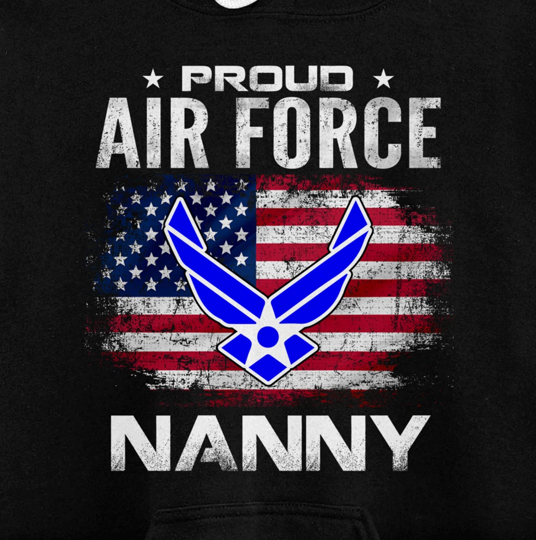 Proud Air Force Nanny With American Flag Gift Veteran Pullover Hoodie