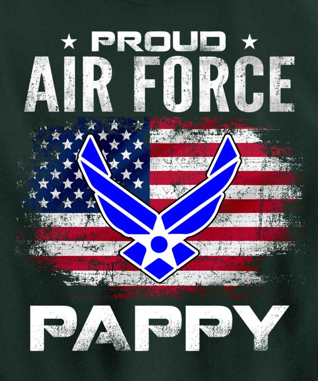 Proud Air Force Pappy With American Flag Gift Veteran Pullover Hoodie
