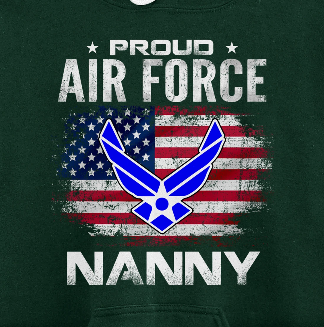 Proud Air Force Nanny With American Flag Gift Veteran Pullover Hoodie