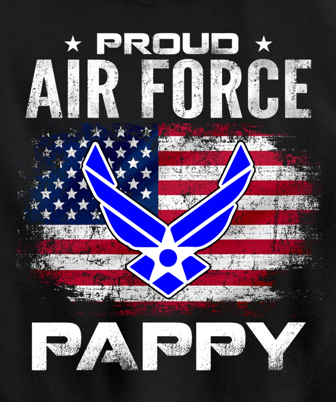 Proud Air Force Pappy With American Flag Gift Veteran Pullover Hoodie
