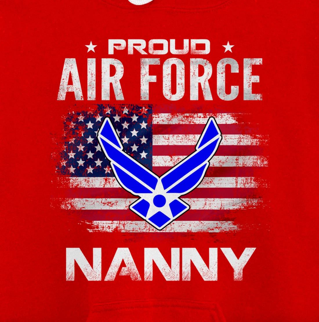 Proud Air Force Nanny With American Flag Gift Veteran Pullover Hoodie