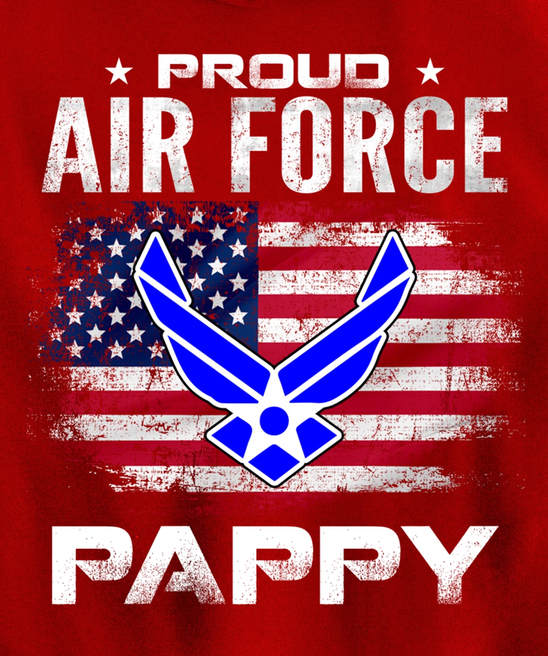 Proud Air Force Pappy With American Flag Gift Veteran Pullover Hoodie