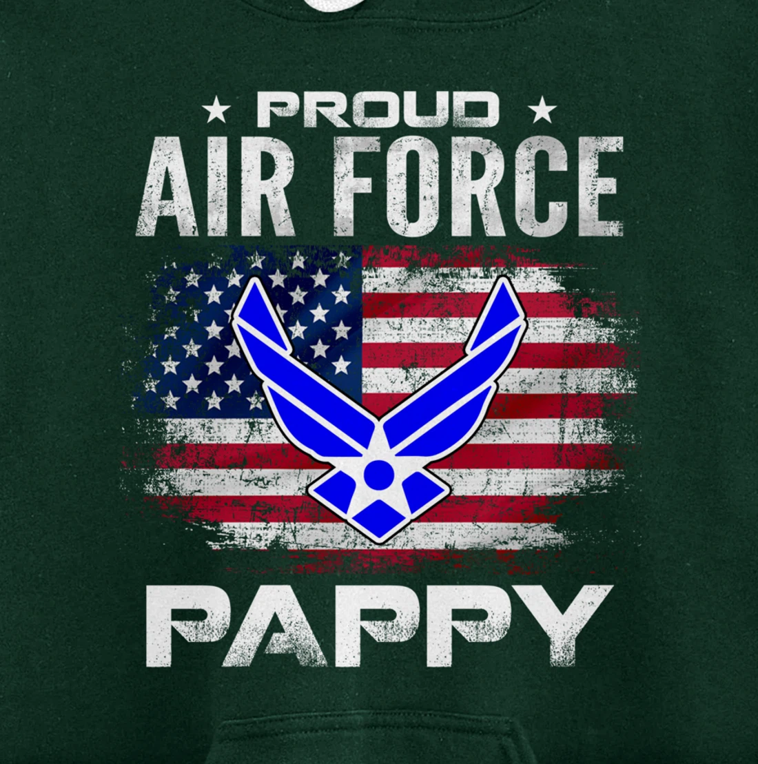 Proud Air Force Pappy With American Flag Gift Veteran Pullover Hoodie