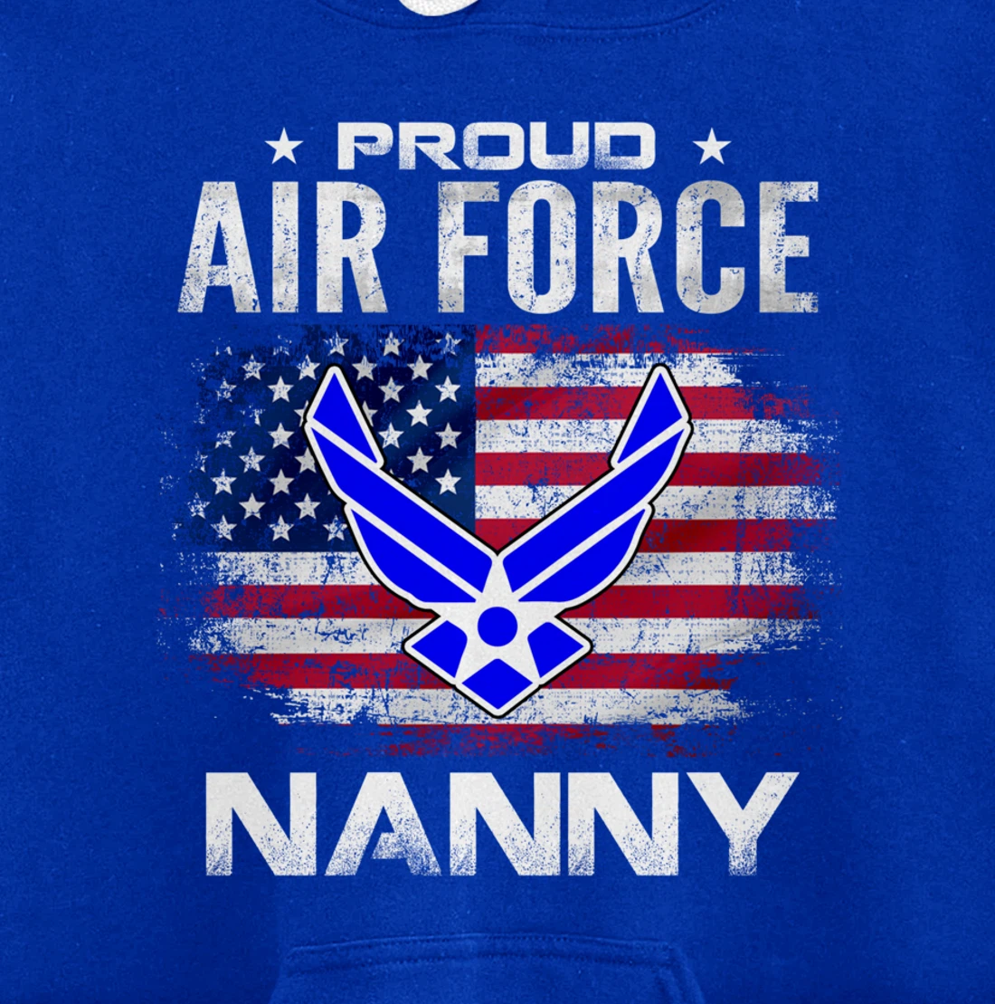 Proud Air Force Nanny With American Flag Gift Veteran Pullover Hoodie