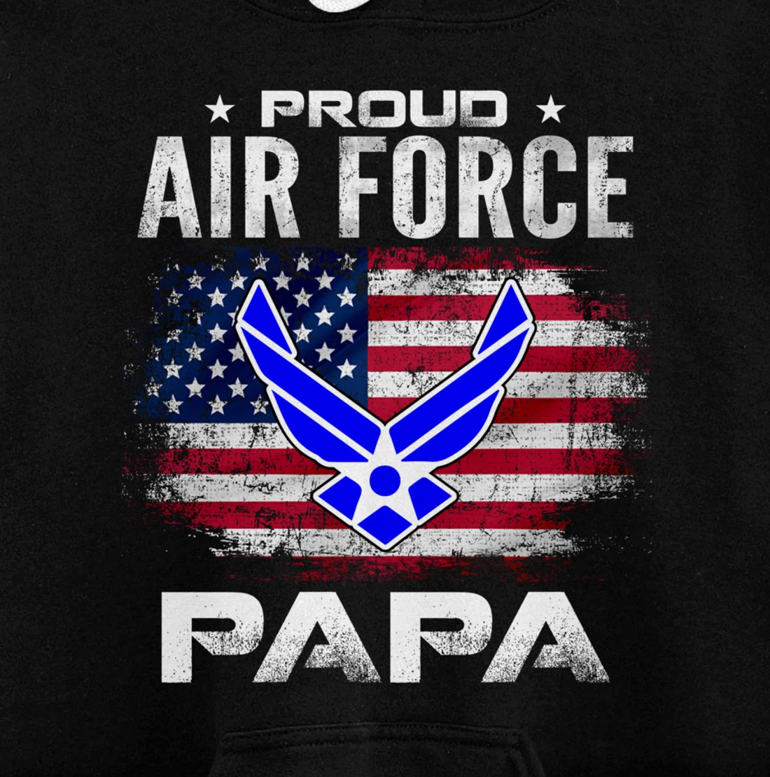 Proud Air Force Papa With American Flag Gift Veteran Pullover Hoodie