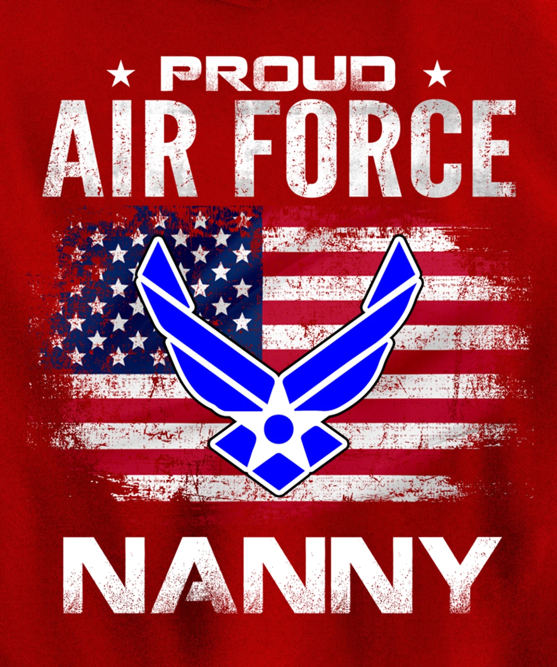 Proud Air Force Nanny With American Flag Gift Veteran Pullover Hoodie