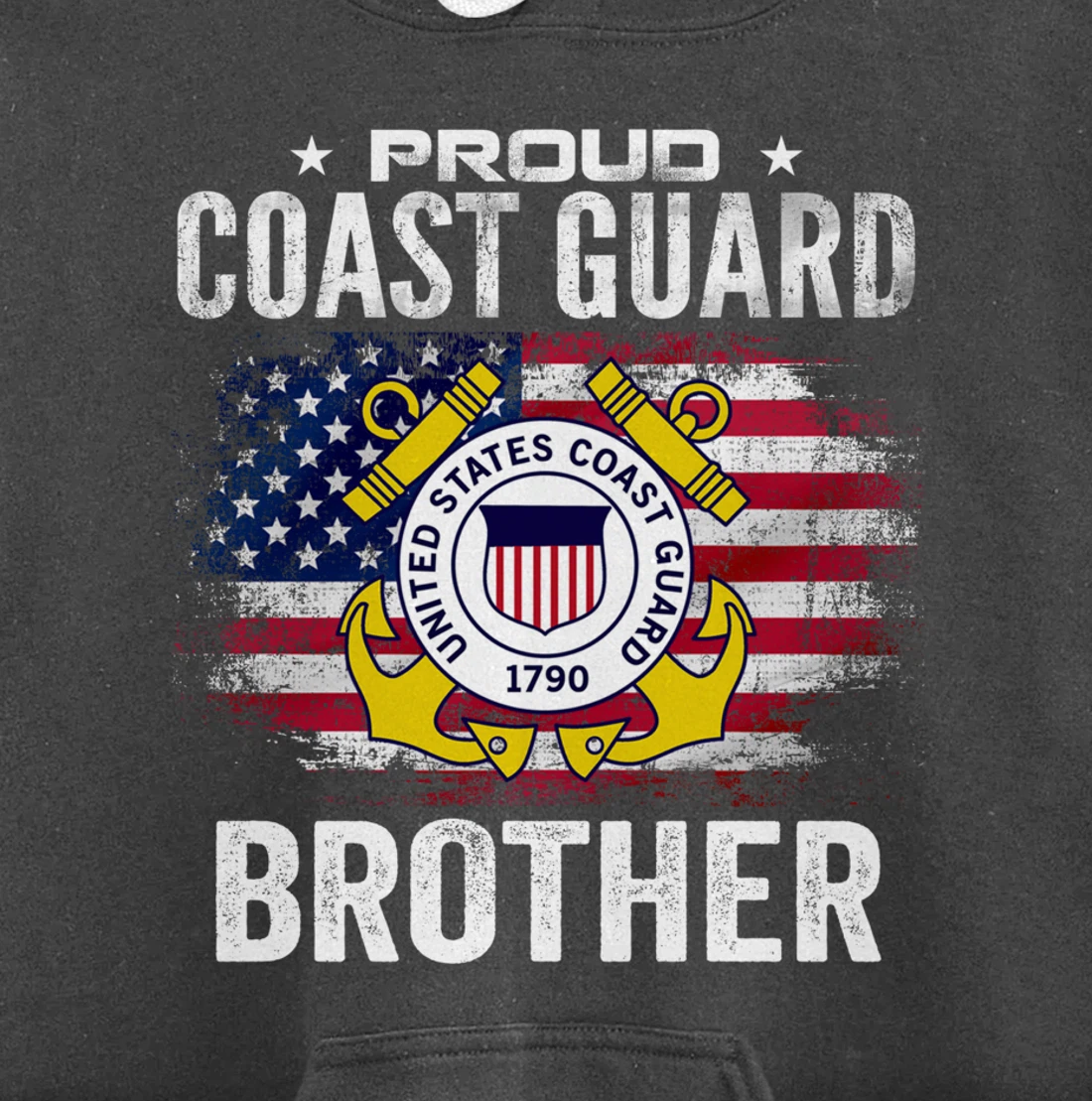 Proud Coast Guard Brother With American Flag Gift Veteran Pullover Hoodie