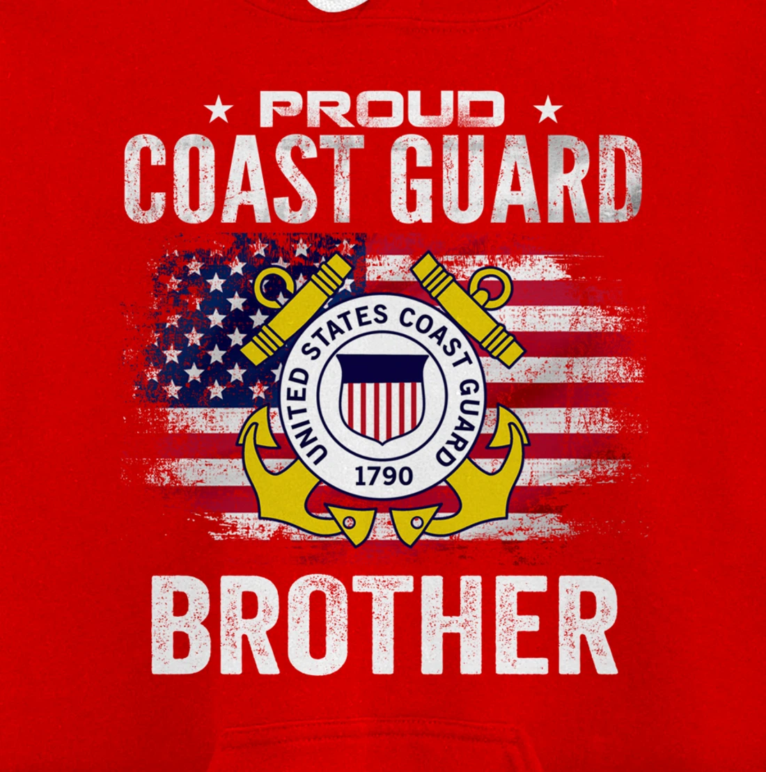 Proud Coast Guard Brother With American Flag Gift Veteran Pullover Hoodie