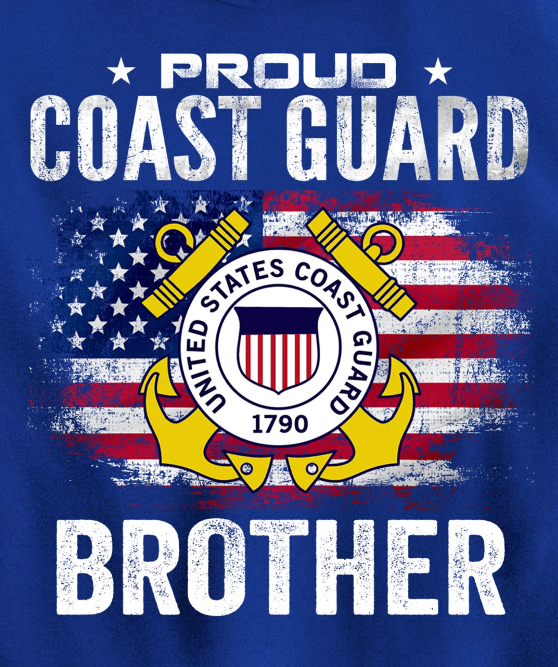 Proud Coast Guard Brother With American Flag Gift Veteran Pullover Hoodie