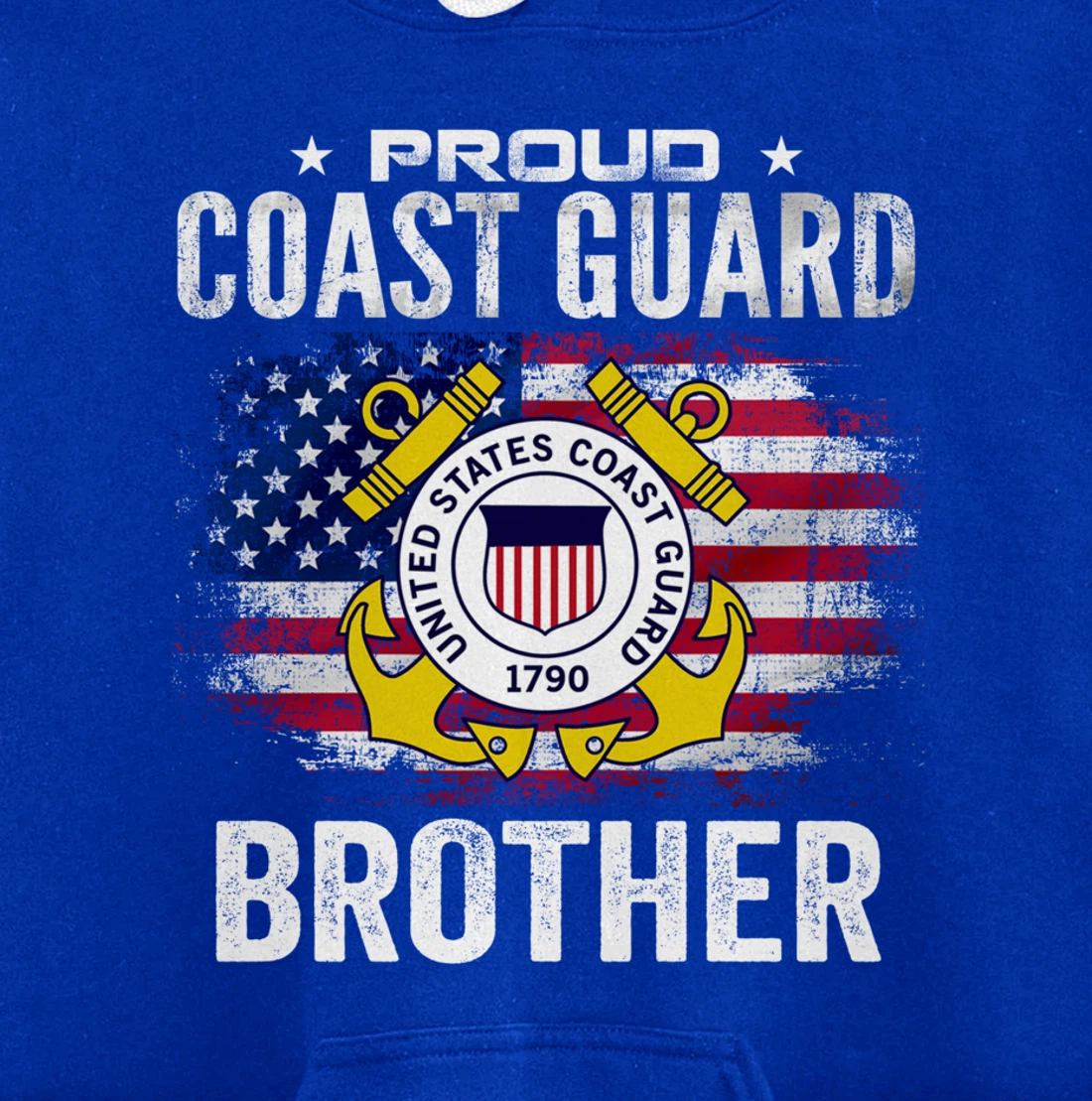 Proud Coast Guard Brother With American Flag Gift Veteran Pullover Hoodie