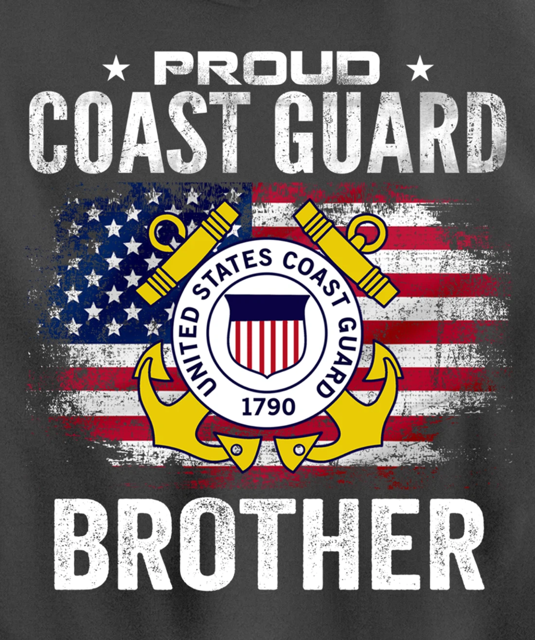 Proud Coast Guard Brother With American Flag Gift Veteran Pullover Hoodie