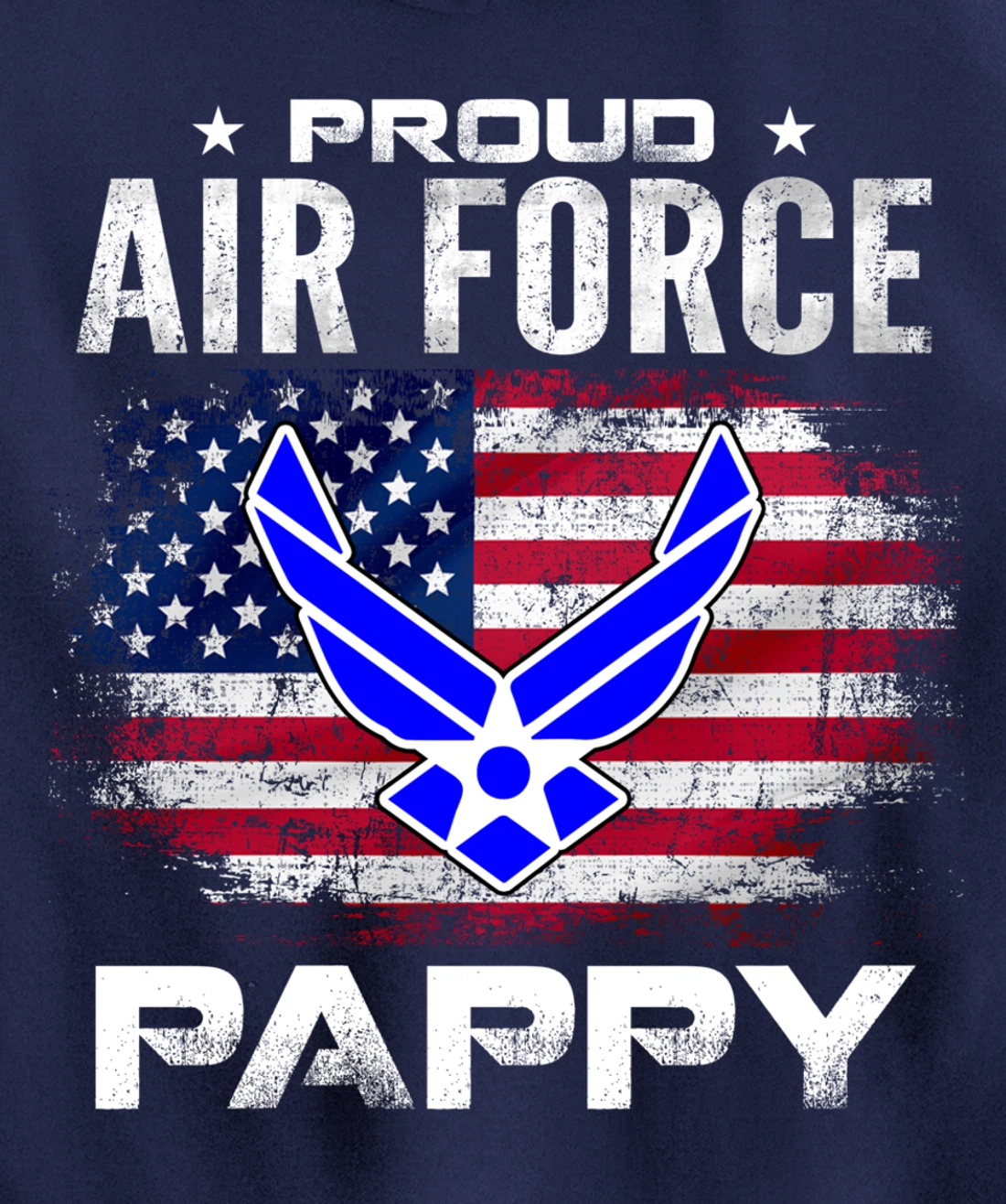 Proud Air Force Pappy With American Flag Gift Veteran Pullover Hoodie