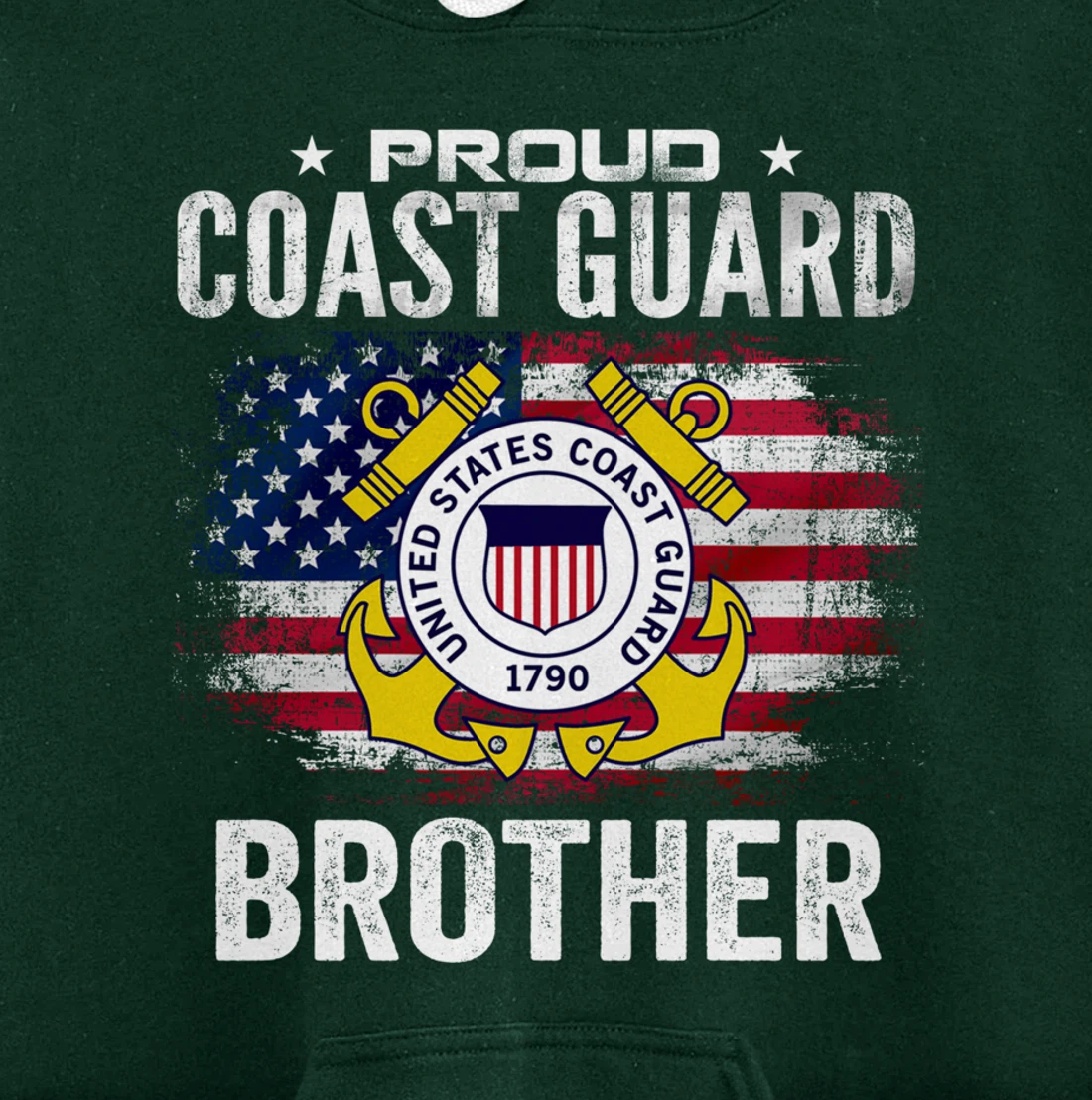 Proud Coast Guard Brother With American Flag Gift Veteran Pullover Hoodie