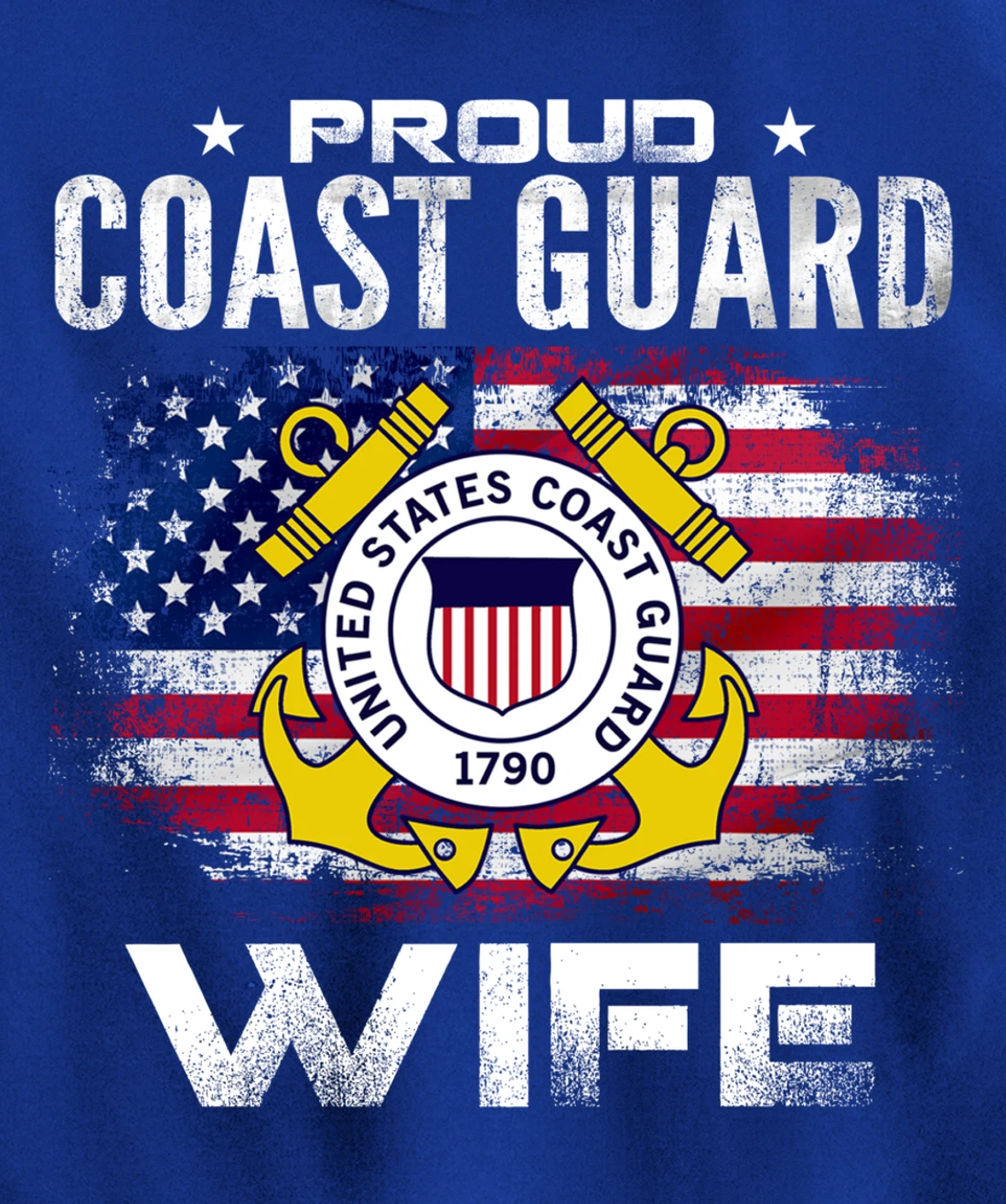 Proud Coast Guard Wife With American Flag Gift Veteran Pullover Hoodie