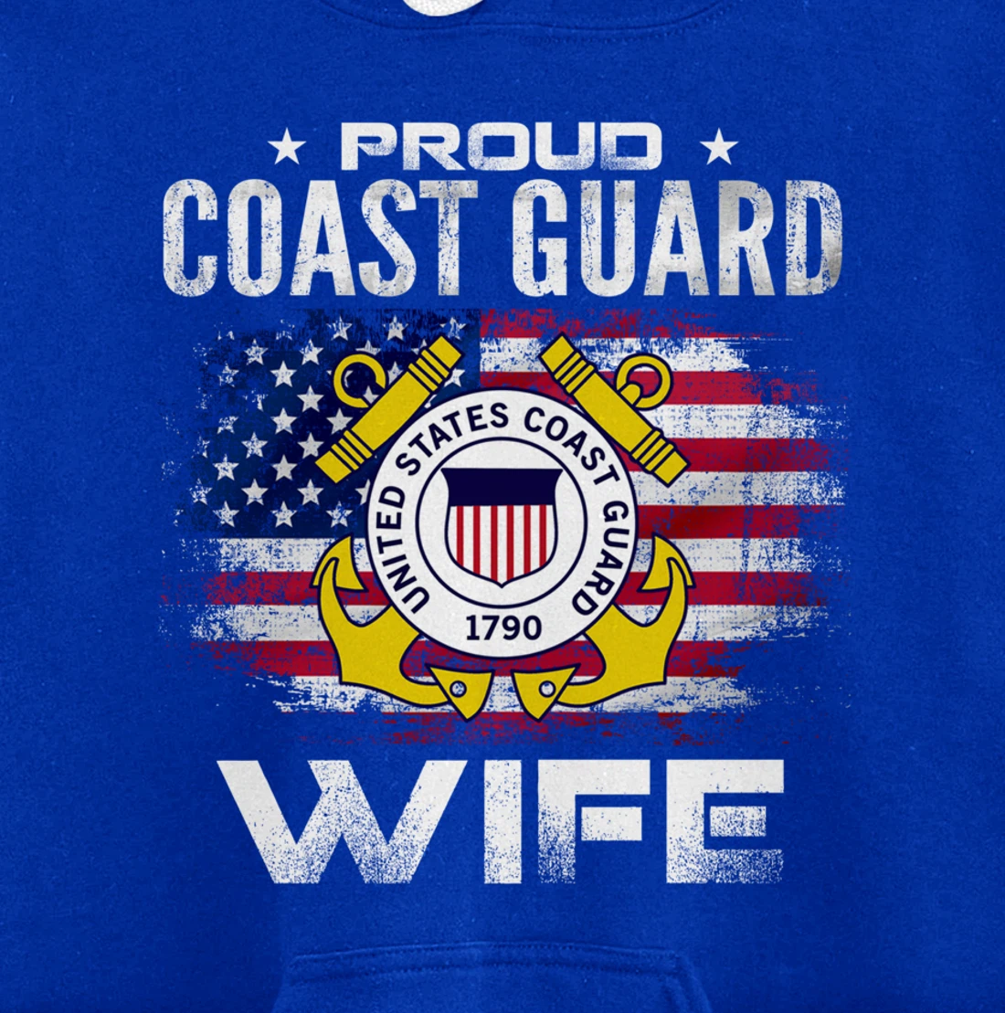 Proud Coast Guard Wife With American Flag Gift Veteran Pullover Hoodie