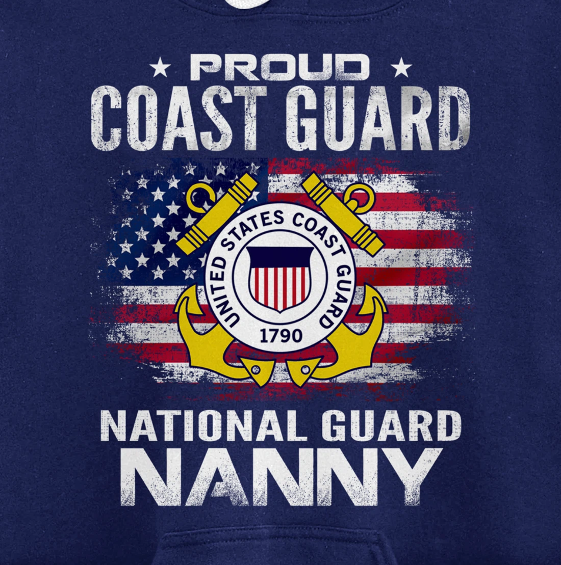 Proud Coast Guard National Guard Nanny Gift Veteran Day Pullover Hoodie