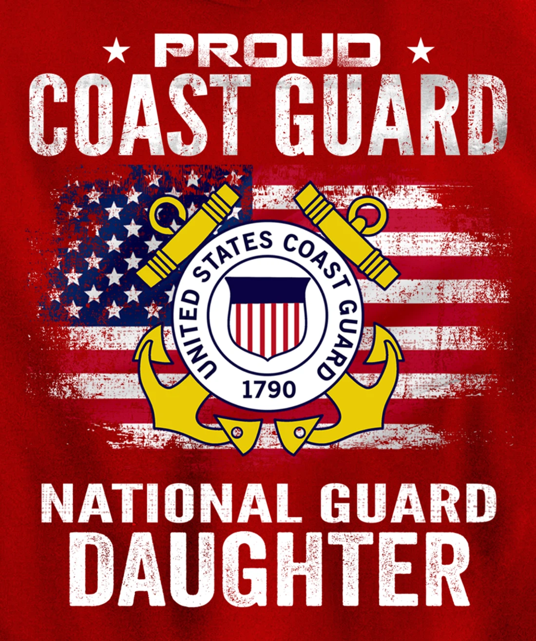 Proud Coast Guard National Guard Daughter Gift Veteran Day Pullover Hoodie