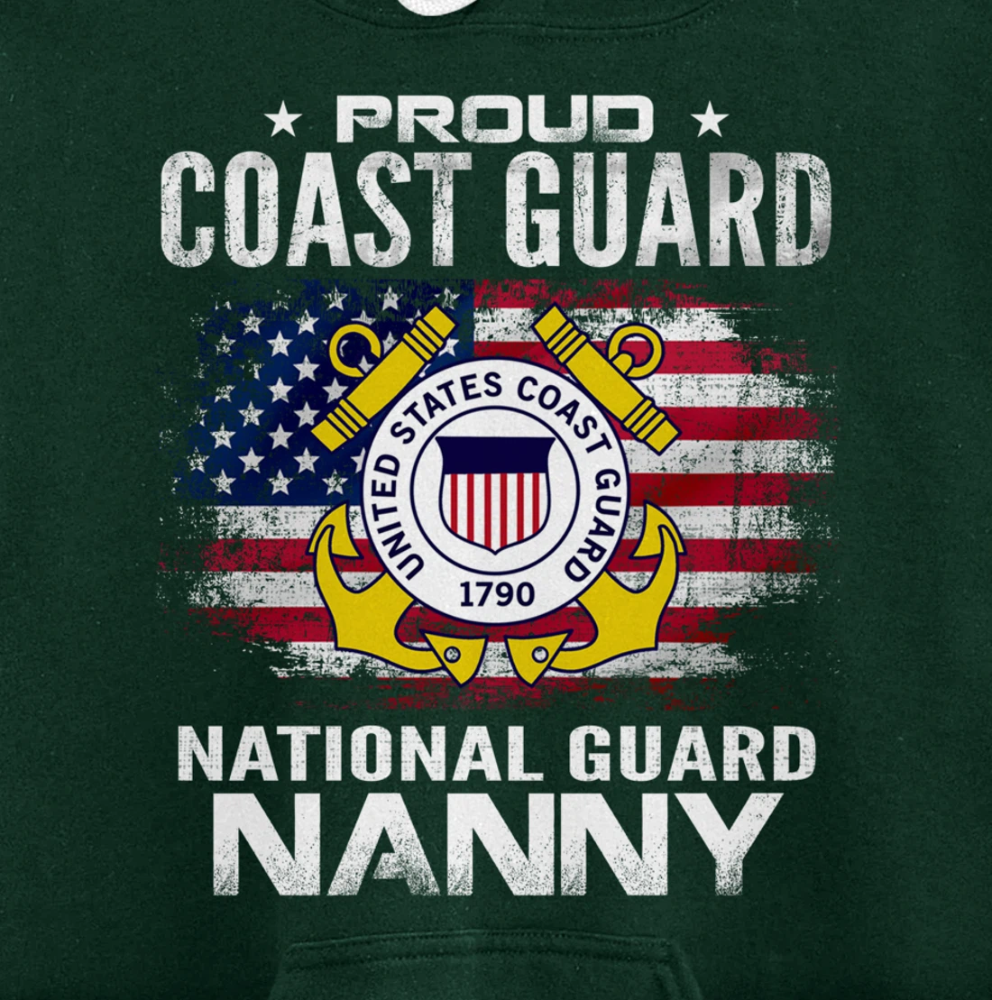 Proud Coast Guard National Guard Nanny Gift Veteran Day Pullover Hoodie